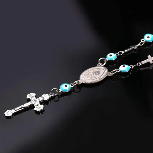 Vista 3 de U7 Christian Bracelets Stainless Steel 18K Gold Plated Cross Bracelet, Saint Bendict Bracelet, Rosary Bracelets for Men Women