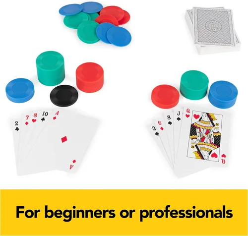 Vista 8 de Spin Master Games Cardinal Classics, Juego de 200 fichas de póquer con botón de distribuidor de baraja Texas Hold 'Em Classic Casino Juego de mesa