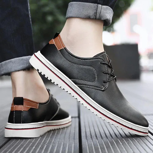 Vista 5 de Zapatos Oxford de vestir casuales para hombre, zapatos de negocios de moda, pies anchos, zapatos con cordones para negocios, oficina, boda