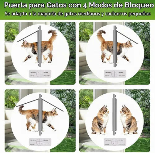 Vista 6 de Puerta de gato de ajuste rápido para ventana de 23 a 28 pulgadas, ancho ajustable con cierre automático magnético, puerta de aluminio para mascotas