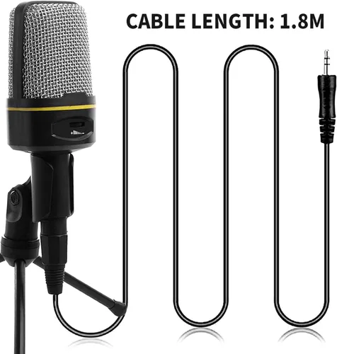 Vista 5 de SF-920 Micrófono de condensador profesional de 0.138 in con cable Micrófono capacitivo de estudio con soporte de trípode para PC de escritorio