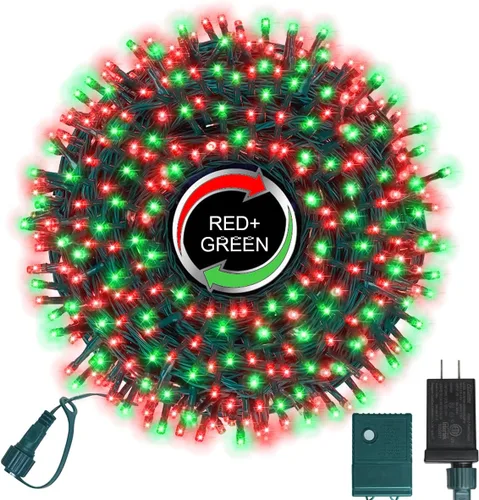 Vista 29 de Cadena de luces decorativas navideñas de 33 pies, 100 luces LED de alambre verde, luces de hadas estrelladas enchufables, 16 modos de iluminación