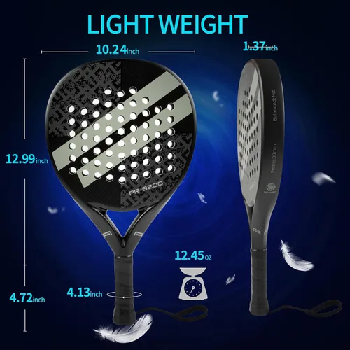 Vista 5 de Juego de 2 raquetas de pádel con superficie de fibra de carbono EVA Memory Flex Núcleo de espuma de pádel ligeras