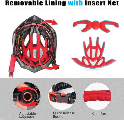 Vista 5 de Casco de bicicleta para hombre y mujer, casco de bicicleta Shinmax con luz trasera y visera desmontable