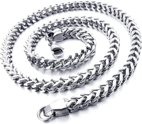 Vista 2 de Collar de cadena de 0.236in de ancho para hombres, mujeres, niños y niñas, de acero inoxidable, cadena de eslabones cubanos resistentes al agua