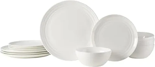 Vista 8 de Mikasa Ashlyn Juego de Vajilla de Porcelana Ósea Vegana Resistente a Astillas de 12 Piezas, Servicio para 4