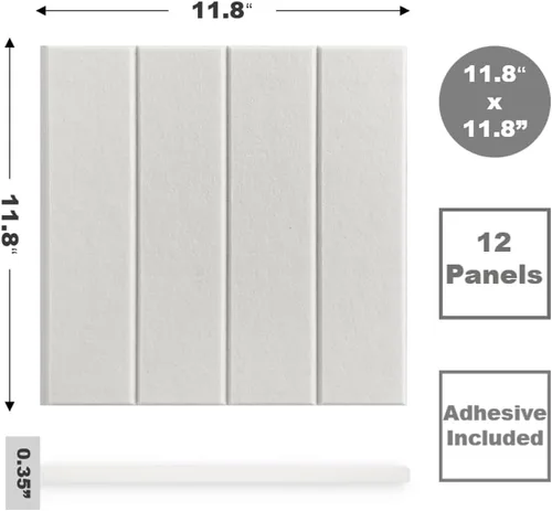 Vista 2 de Paneles de fieltro para decoración de pared interior, paneles decorativos de pared blancos para dormitorio, sala de estar y oficina, despegar