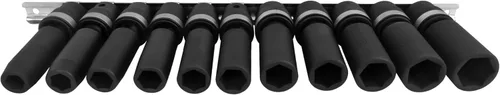 Vista 5 de Genius Tools Juego de llaves de vaso de impacto giratorias profundas de 1/2" Dr. TG-411MD de 11 piezas