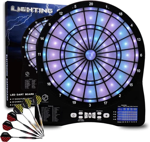 Vista 8 de Turnart Electronic Dart Board,13 inch Illuminated Segments Light Based Games Electric Dartboard for Adults Tested Tough Segment for Enhanced