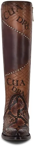 Vista 3 de Cuadra Bota para mujer en piel auténtica Pitón y piel bovina, 3F66PH