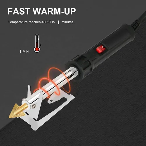 Vista 5 de Soldador de Plástico 220W, Kit de Soldadura de Plástico con 1200 Grapas y 40 Varillas, Kit de Soldadura de Plástico con 5 en 1 Puntas de Soldadura