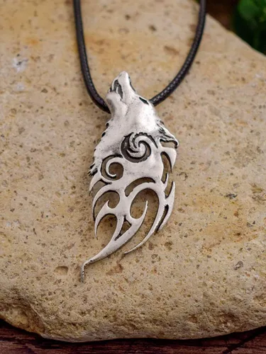 Vista 5 de HAQUIL Wolf Necklace Alpha Male Wolf Head Pendant Wolf Jewelry Gift For Men And Women
