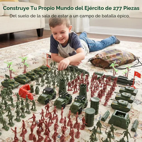 Vista 2 de AMOR PRESENT Juego militar de 277 piezas para hombres del ejército, juguetes militares para niños de 8 a 12, soldado militar, figuras de soldados