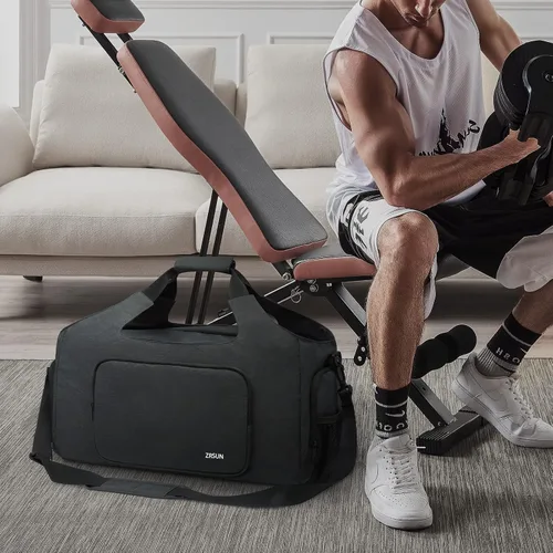 Vista 6 de Gym Bags for Men, Sports Duffle Bag, Travel Gym Bag with Shoes Compartment and Wet Pocket, Foldabel, Lightweight for Travel, Gym, Yoga
