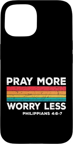 Vista 6 de iPhone 16 Faith Christians God Jesus Pray more worry less Case