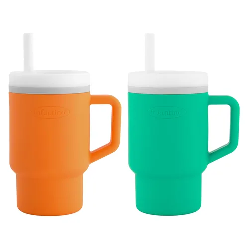 Vista 15 de Infantino Mi primer vaso – Adorables vasos en miniatura con pajita resistente a fugas y asa amigable para niños pequeños, fomenta la hidratación