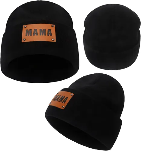 Vista 21 de Gorro para padres e hijos,Madre y bebé hija/hijo gorro de punto cálido de invierno,Gorro suave para niños