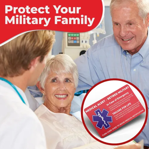 Vista 8 de Tarjeta de alerta médica militar retirada de Estados Unidos - Solo dependientes militares - Información de contacto médico de emergencia