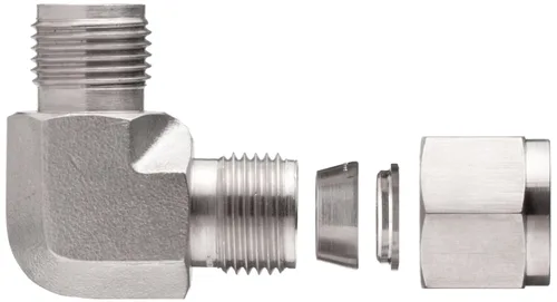 Vista 3 de Brennan N2500-04-04-SS Tubo de compresión de acero inoxidable, codo de 90 grados, tubo de 1/4" OD