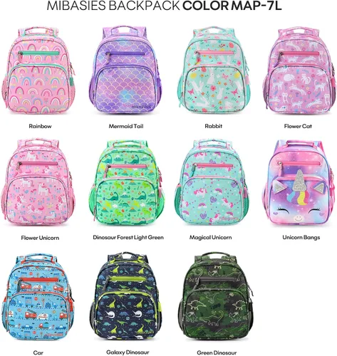 Vista 9 de mibasies - Mochila para niños y niñas, mochila ideal para niños en preescolar y jardín de infantes, Cola de sirena, 9L