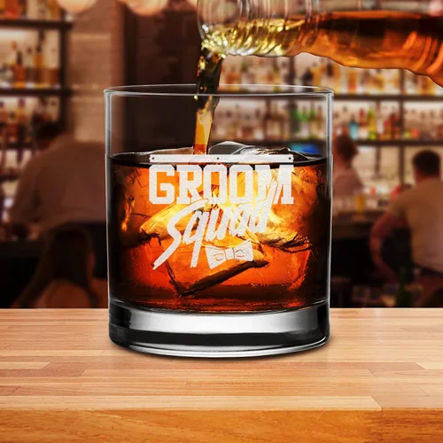 Vista 4 de Pajarita de escuadrón del novio de cristal de whisky - Regalo para padrinos de boda despedida de soltero