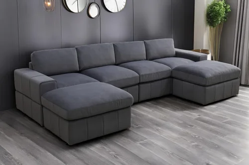 Vista 10 de A Ainehome Juego de sofá modular modular con otomanas de gran tamaño en forma de U, sofá modular de 7 asientos con tumbonas reversibles para sala