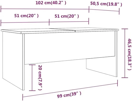 Vista 2 de Mesa auxiliar, mesa de comedor elevable, mesa de centro abierta adecuada para sala de estar, oficina, balcón, sala de estar familiar, Sonoma gris