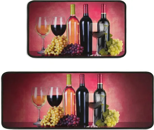 Vista 11 de Juego de 2 alfombras de cocina estilo granja, antideslizantes, lavables, absorbentes, de microfibra rústica, decoración de piso de cocina, 17 x 47 +