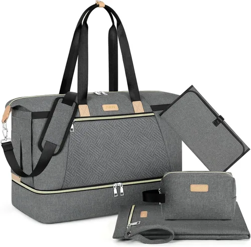 Vista 12 de ITIEZY Bolsa de pañales tipo tote para bebé - Bolsa grande para mamá con cambiador portátil, estuche para chupete, bolsas de hospital, bolsa