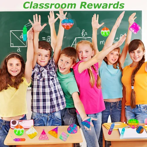 Vista 7 de Llavero de juguete para ansiedad con burbujas para apretar, paquete de 180 juguetes para la ansiedad, regalos de fiesta para niños de 3 a 5 y 4 a 8