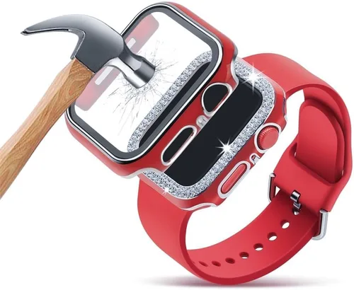 Vista 9 de Compatible para Correa de Apple Watch con Estuche 38mm 40mm 41mm 42mm 44mm 45mm 46mm, Correa de Silicona Suave Impermeable + Estuche Protector
