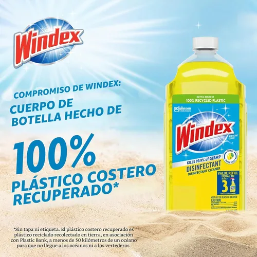 Vista 8 de Windex - Botella de repuesto para limpiador desinfectante multiusos en aerosol, fabricada con 100 % plástico reciclado, aerosol para limpieza
