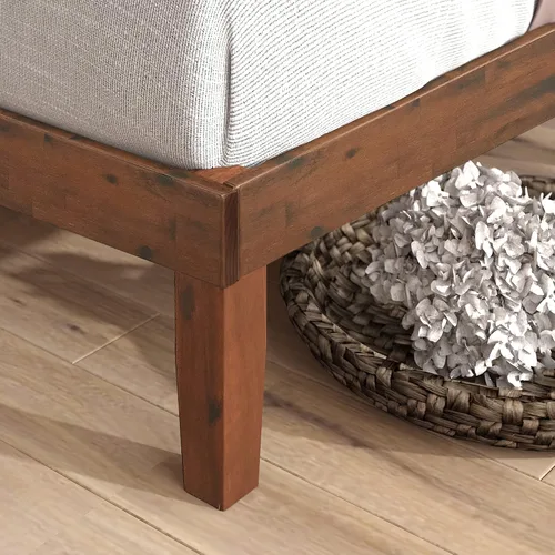 Vista 7 de Zinus cama con plataforma de madera maciza con cabecero de 12 pulgadas / Sin necesidad de resorte de caja / Soporte con listón de madera / Acabado