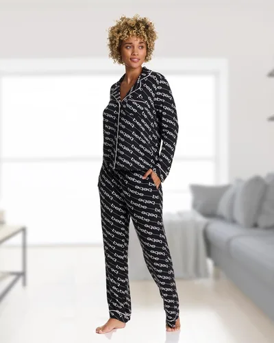 Vista 5 de bebe Pijama con botones para mujer, pijama de manga larga con botones y pantalones, conjunto de pijama para mujer