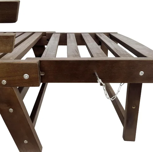 Vista 8 de Harper & Bright Designs Sofá convertible para exteriores con reposabrazos ajustable, sofá de madera maciza para patio con cojines, acabado Acabado