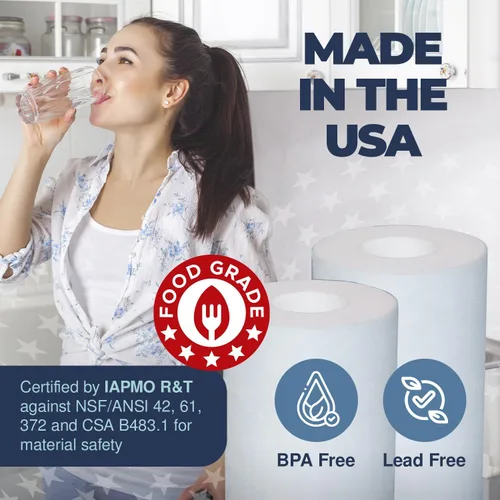 Vista 2 de Filtro de agua para sedimentos fabricado en Estados Unidos, 10 x 4.5 pulgadas, repuesto para Pentair Pentek DGD-5005, GE® GXWH40L, GXWH35F