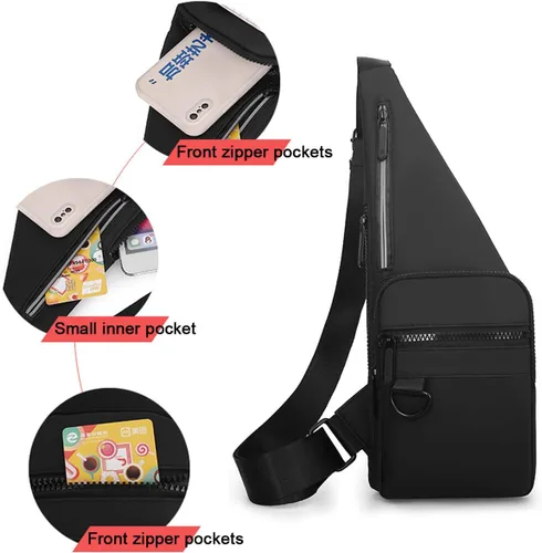 Vista 5 de Bolso bandolera delgado cruzado en el pecho, mochila de hombro antirladrón, bolsa de bolsillo personal, riñonera para viajes y deportes