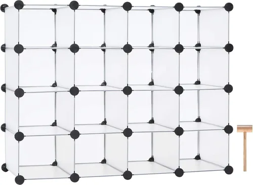 Vista 8 de C&AHOME Zapatero de plástico, soporte modular de almacenamiento de zapatos de 16 cubos, gabinete de armario multifuncional, unidades organizadoras