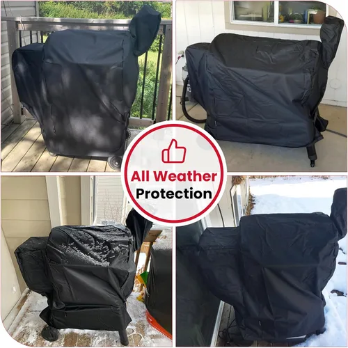 Vista 6 de Cubierta para parrilla Unicook compatible con Traeger Pro 22/ Pro 575 Series con pellets de madera, cubierta impermeable resistente para barbacoa al