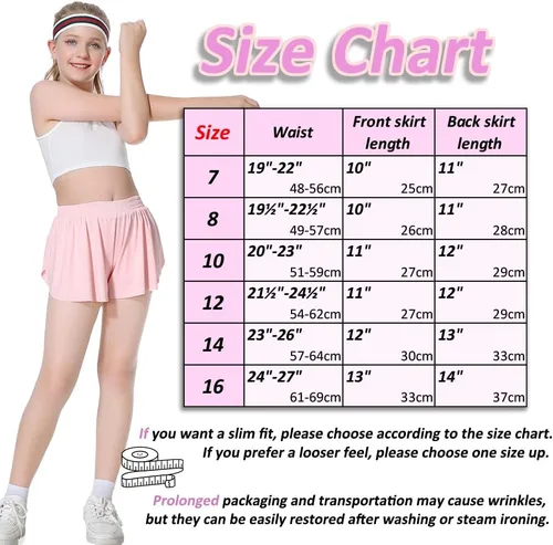 Vista 5 de 2-in-1 Girls Flowy Shorts with Spandex Liner Athletic Butterfly Shorts Kids Summer Running Tennis Sports