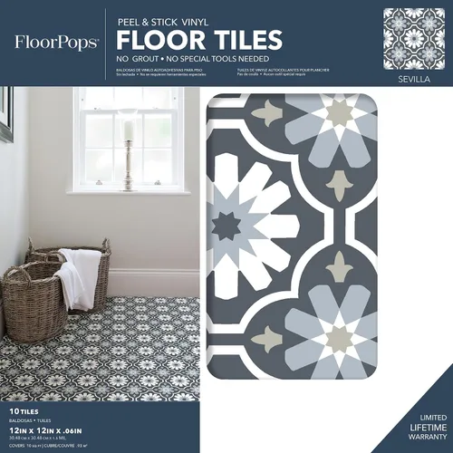 Vista 2 de FloorPops FP2944 Sevilla - Azulejos para suelo (despegar y pegar), multicolor