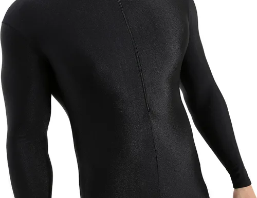 Vista 8 de speerise Body de elastano para hombre, de manga larga, unitardo, con cremallera, leotardo para baile