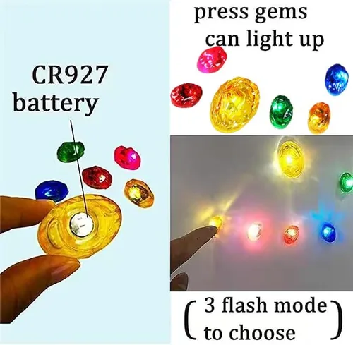 Vista 5 de Guante de infinito electrónico para adultos, guantes de infinito LED con 3 modos de iluminación, 6 piedras del infinito con imán extraíble