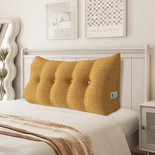 Vista 37 de Almohada de cuña para sentarse en la cama, almohada de lectura para adultos, soporte para respaldo, almohada de cabecero, sofá cama, cojín de Negro