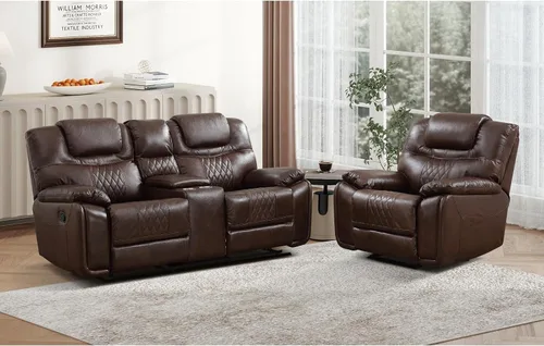 Vista 16 de EBELLO Silla reclinable manual de piel sintética, sofá reclinable con cómodos reposabrazos y respaldo, sofá individual para sala de estar