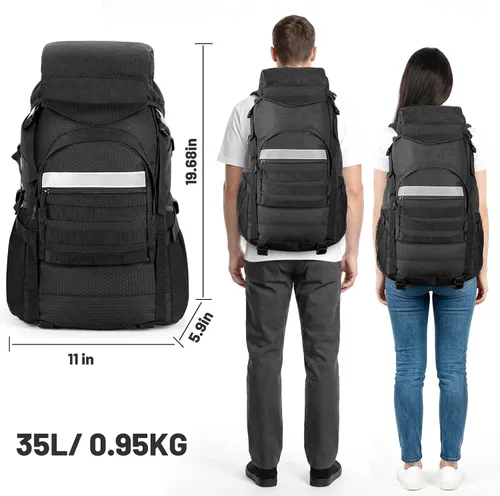 Vista 7 de Jueachy Mochila de senderismo ligera 35L: mochila de camping para hombres y Negro