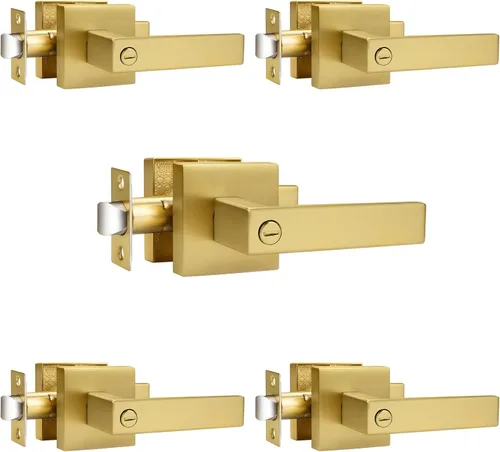 Vista 25 de Probrico Palanca de Puerta de Cama y Baño Negro Mate Servicio Pesado Manija de Puerta de Privacidad, Cerradura de Puerta Sin Llave Interior Baño