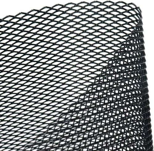 Vista 6 de Modengzhe Hoja de malla para parrilla de automóvil de 47 x 15.7 pulgadas, rollo de malla multifuncional de aleación de aluminio pintado negro