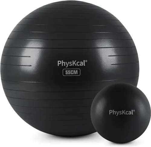 Vista 12 de PhysKcal Pelota de yoga para ejercicio, set de pilates, pelota de fitness de 4 tamaños para entrenamiento, parto, embarazo, terapia física - Bomba