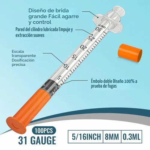 Vista 4 de 0.01 fl oz 31G 5/16" (8 mm), paquete individual, 100